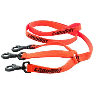 c27p06-flat-triple-dog-lead-with-integrated-splitter-canihunt-hunter-first-orange-2-5-x-0-25-x-150-cm
