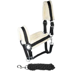 31000911-zwart-halter-and-lead-rope-for-horse-harry-s-horse-soft-zwart