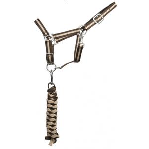 lusl-marron-fonce-beige-halter-for-double-horse-lead-reins-t-de-t-dark-brown-beige-shetland